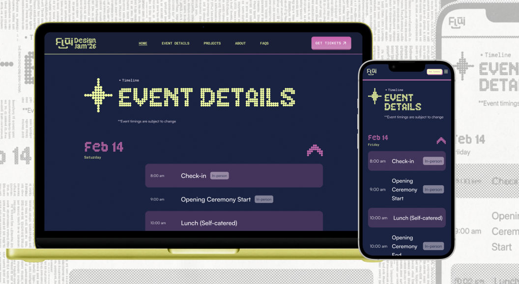 FLUI event page on laptop and phone